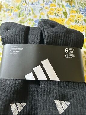 adidas Black Athletic Socks with White Trefoil Logo nwt